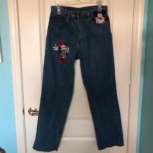 Authentic Embroidered Mickey & Minnie Disney Jeans